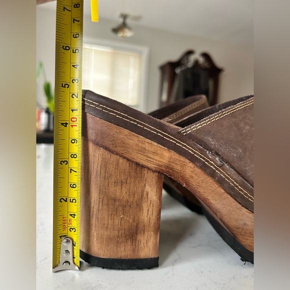 Vintage Y2K Candie’s Leather Platform Chunky Wooden Heel Sandals - Picture 11 of 13